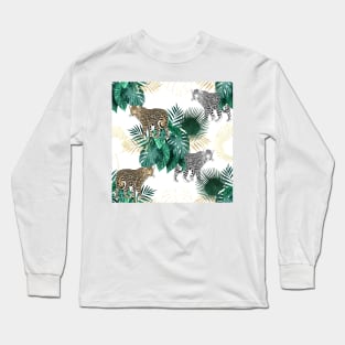 Modern leopard and tropical leaves design Long Sleeve T-Shirt